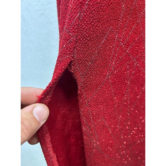 Bryer Too Vintage Y2K Red Glitter One-Shoulder Maxi Formal Event Dress Small - Picture 8 of 11